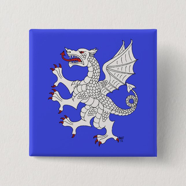 Chapa Cuadrada Dragon Rampant Argent (Anverso)