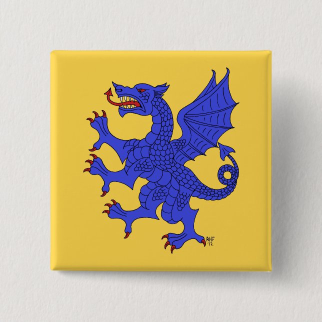 Chapa Cuadrada Dragon Rampant Azure (Anverso)