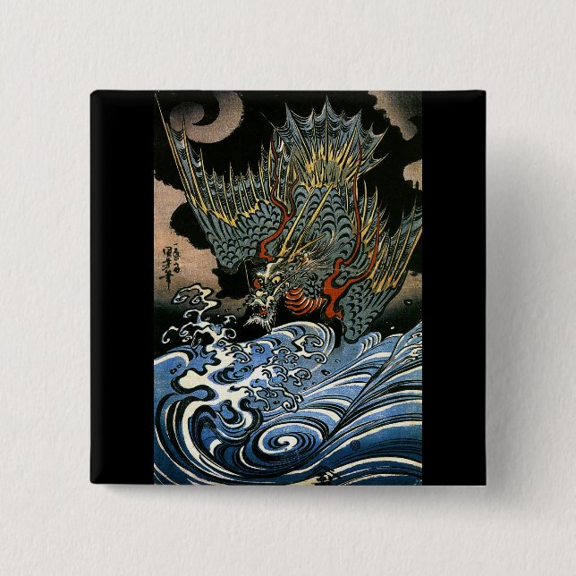 Chapa Cuadrada Dragón y espíritu del agua Kuniyoshi Bella Artes j (Anverso)