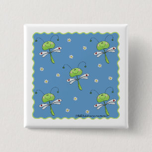 Chapa Cuadrada Dragonflies y Daisies