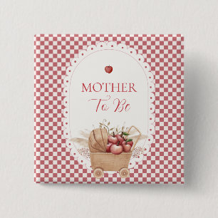 Chapa Cuadrada Ducha de bebé Boho de Gingham Rojo para futura mam