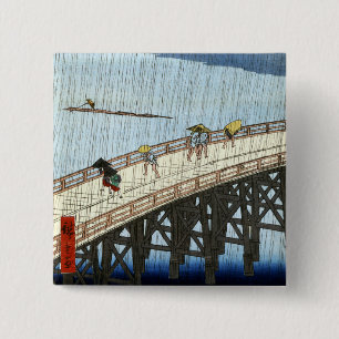 Chapa Cuadrada Ducha repentina de Hiroshige sobre el puente Shin-