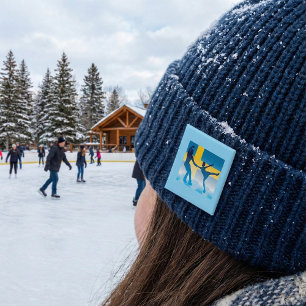 Chapa Cuadrada Dúo Sueco de Patinaje sobre Hielo Silueta