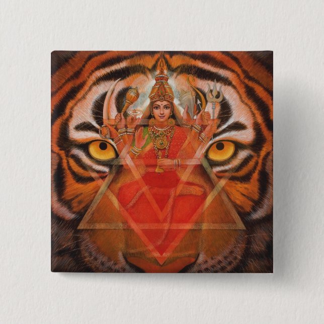 Chapa Cuadrada Durga y tigre (Anverso)