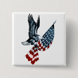 Chapa Cuadrada Eagle calvo con la bandera americana