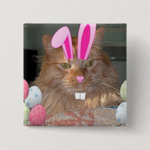 Chapa Cuadrada Easter Orange Tabby Kitty Cat
