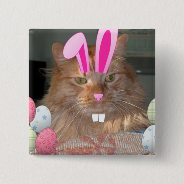 Chapa Cuadrada Easter Orange Tabby Kitty Cat (Anverso)