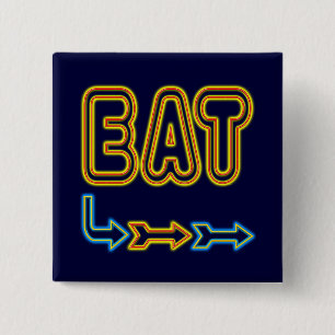 Chapa Cuadrada Eat Retro Neon Rótulo Art