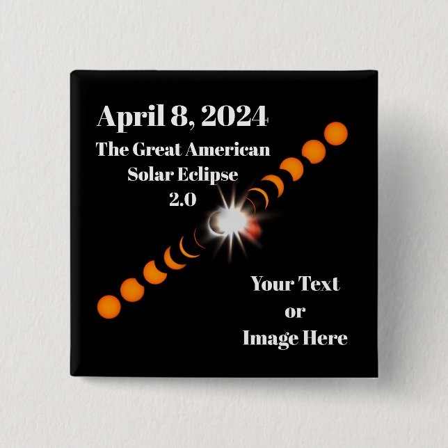 Chapa Cuadrada Eclipse solar total de 2024 (Anverso)