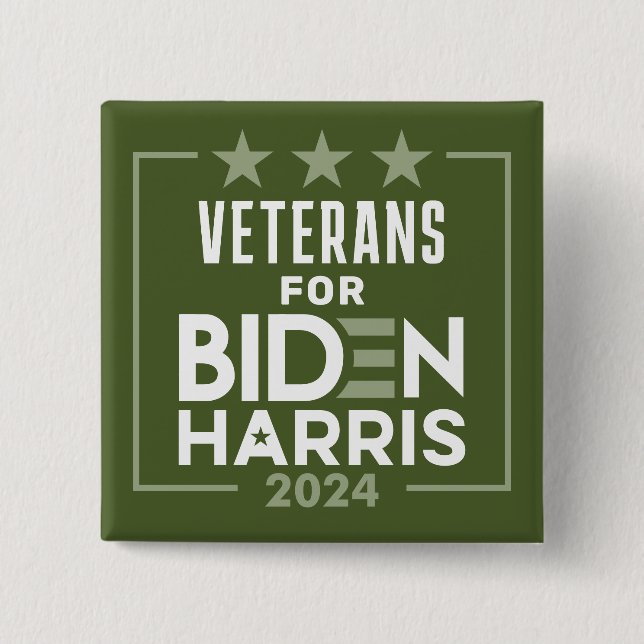 Chapa Cuadrada Ecologia de Olive Green para Biden Harris - 2024 (Anverso)