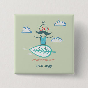 Chapa Cuadrada Ecología Surfista Vida Sostenible Hipster