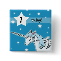 Edad azul y blanca del cumpleaños del unicornio de