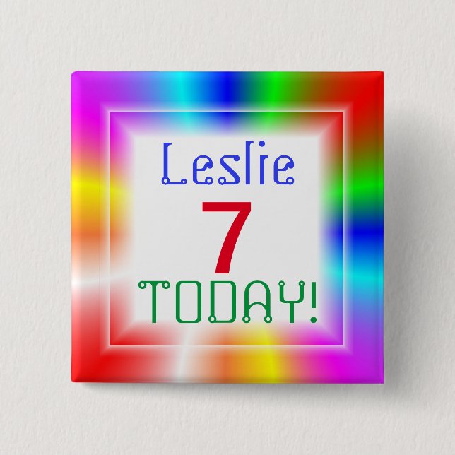 Chapa Cuadrada Edad del Personalizable arcoiris (Anverso)