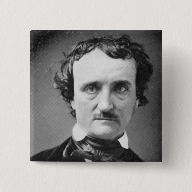 Chapa Cuadrada Edgar Allan Poe ~ Retrato 1849 (Anverso)
