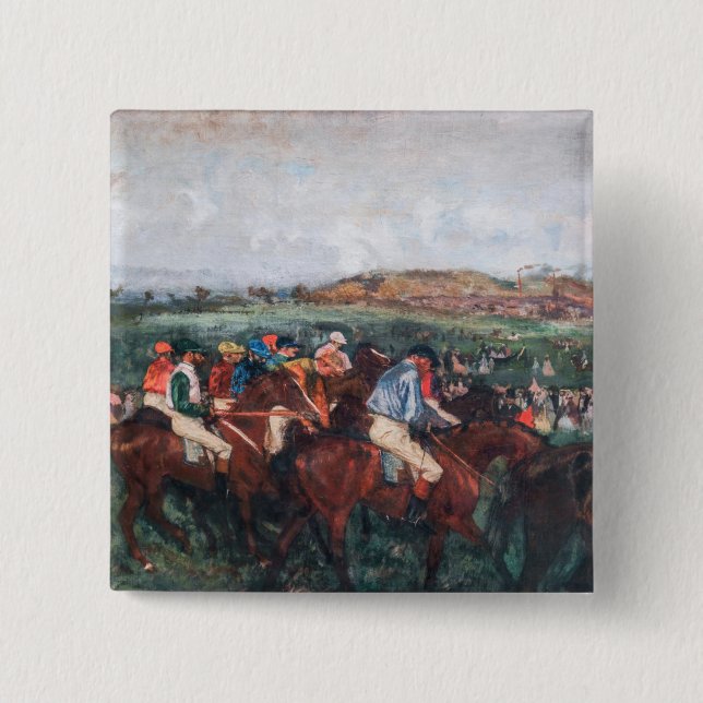 Chapa Cuadrada Edgar Degas - Carrera de caballeros (Anverso)