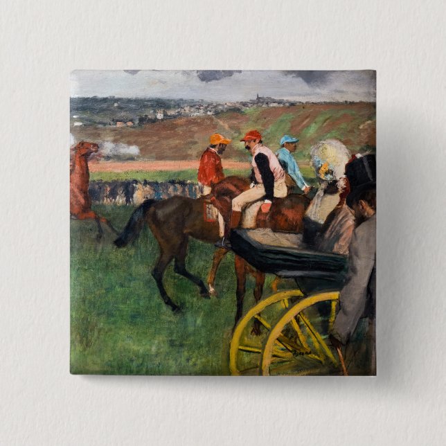 Chapa Cuadrada Edgar Degas - En las carreras (Anverso)