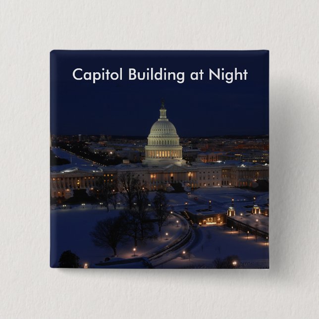 Chapa Cuadrada Edificio del Capitolio de Estados Unidos de noche (Anverso)