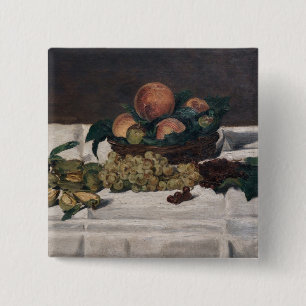 Chapa Cuadrada Edouard Manet - Bodegón, Frutas en una Mesa