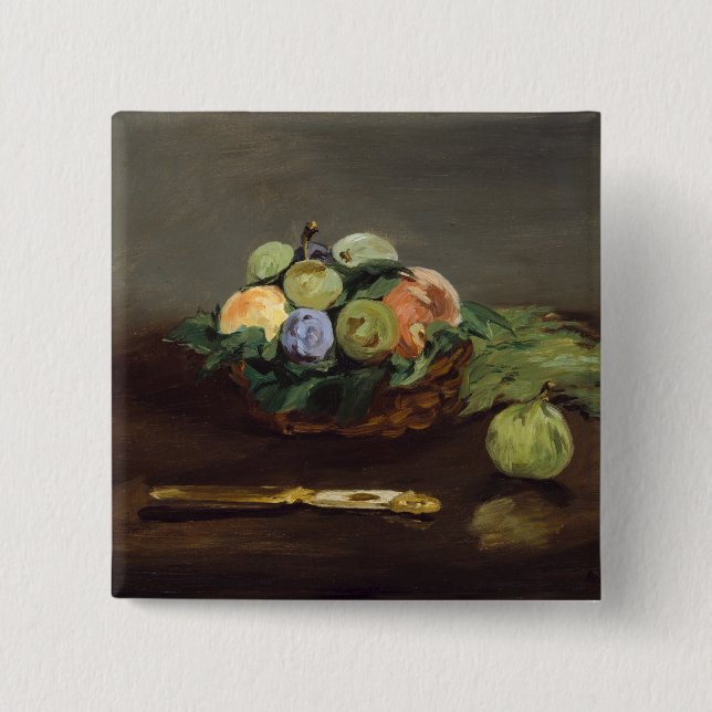 Chapa Cuadrada Edouard Manet - Canasta de Frutas (Anverso)
