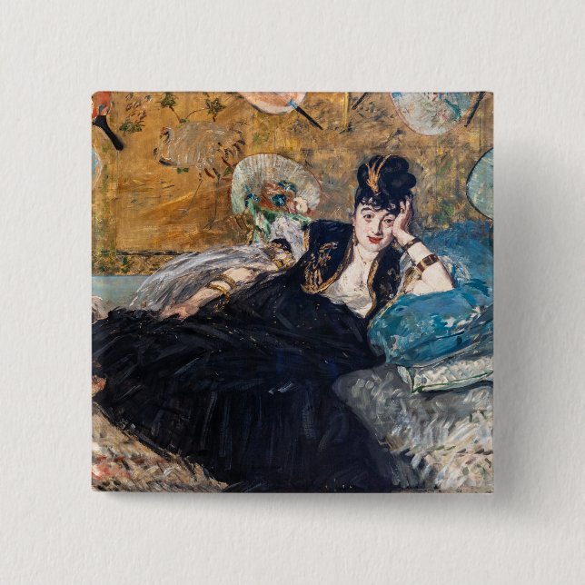 Chapa Cuadrada Edouard Manet - Dama con Abanicos (Anverso)