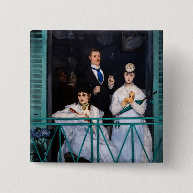 Chapa Cuadrada Edouard Manet - El Balcón / Le Balcon (Anverso)