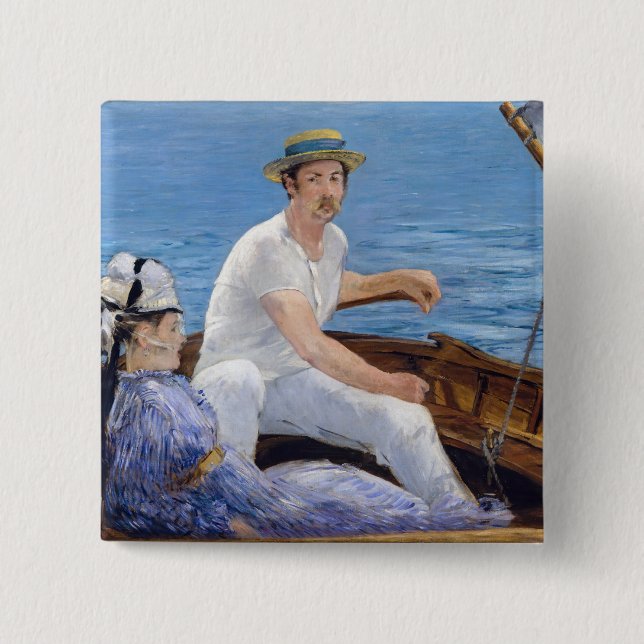 Chapa Cuadrada Edouard Manet - En barca (Anverso)