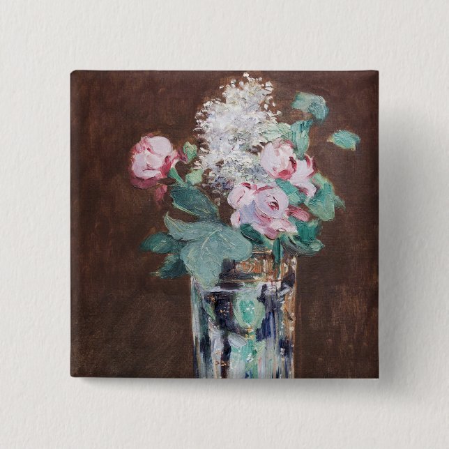 Chapa Cuadrada Edouard Manet - Flores en un jarrón de cristal (Anverso)