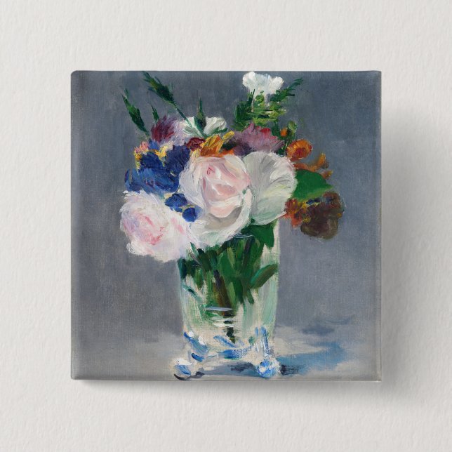 Chapa Cuadrada Edouard Manet - Flores en un jarrón de cristal (Anverso)