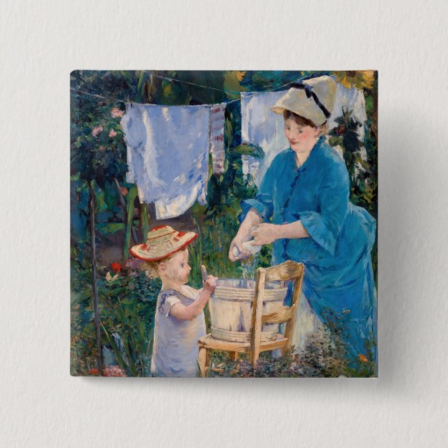 Chapa Cuadrada Edouard Manet - Laundry (Anverso)
