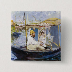 Chapa Cuadrada Edouard Manet - Monet en su Studio Boat