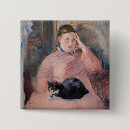 Chapa Cuadrada Edouard Manet - Mujer con un gato