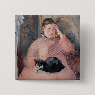 Chapa Cuadrada Edouard Manet - Mujer con un gato