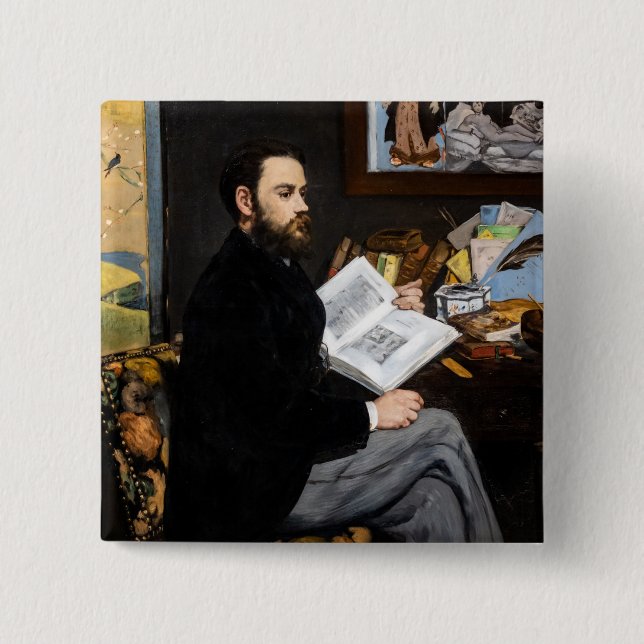Chapa Cuadrada Edouard Manet - Retrato de Emile Zola (Anverso)