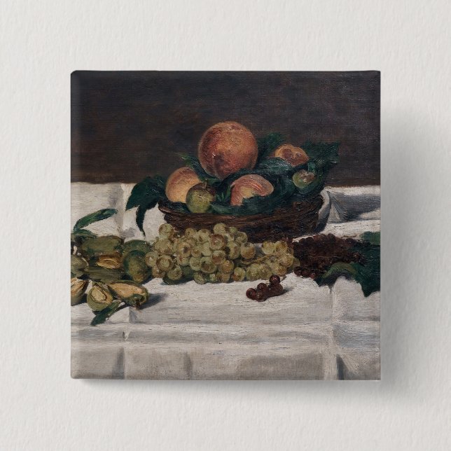 Chapa Cuadrada Edouard Manet - Vida fija, frutas en una mesa (Anverso)