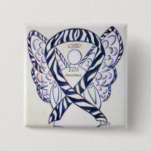 Chapa Cuadrada EDS Awareness Angel Zebra Stripe Ribbon Personaliz