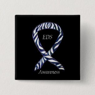 Chapa Cuadrada EDS Awareness Zebra Stripe Ribbon Personalizado Pi