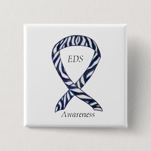 Chapa Cuadrada EDS Awareness Zebra Stripe Ribbon Personalizado Pi