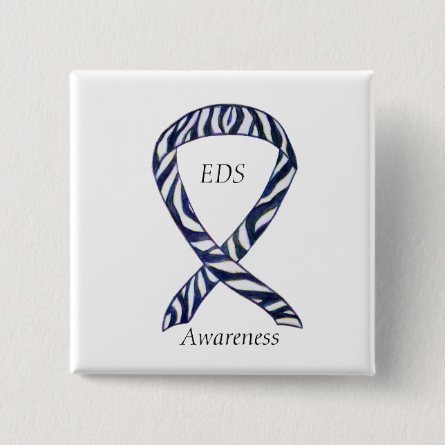 Chapa Cuadrada EDS Awareness Zebra Stripe Ribbon Personalizado Pi (Anverso)