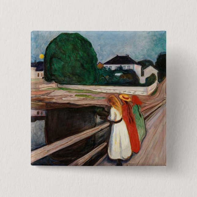 Chapa Cuadrada Edvard Munch - Los Chicas en el puente (Anverso)