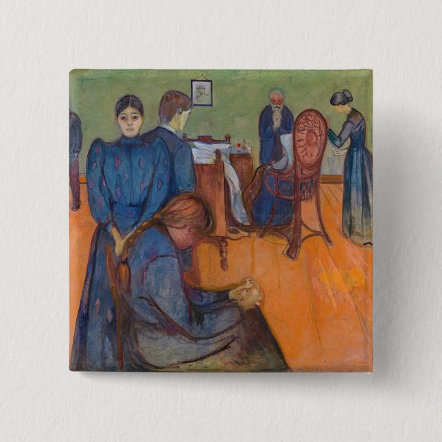 Chapa Cuadrada Edvard Munch - Muerte en el Sickroom v2 (Anverso)