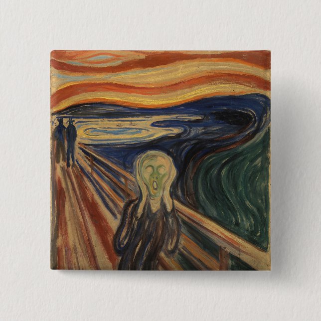 Chapa Cuadrada Edvard Munch Pintando El Grito (Skrik) 1910 (Anverso)