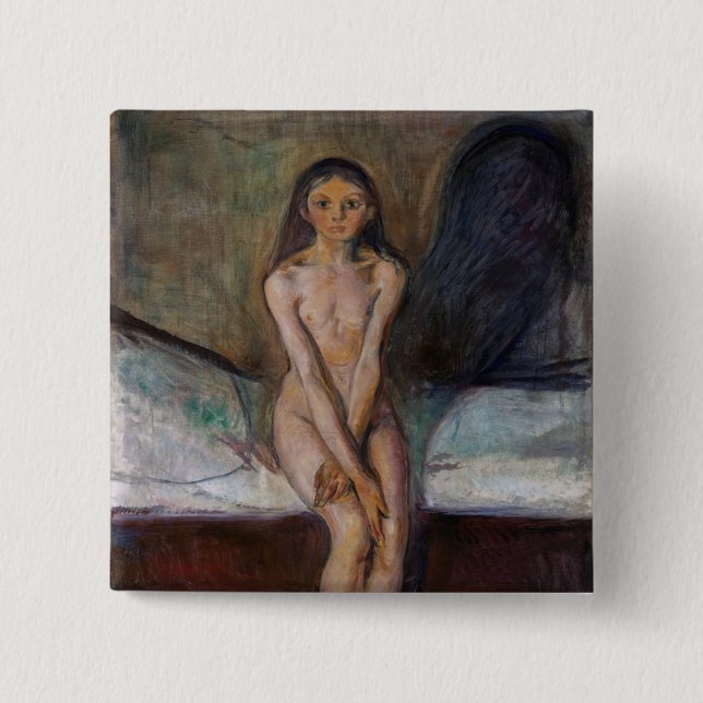 Chapa Cuadrada Edvard Munch - Pubertad (Anverso)