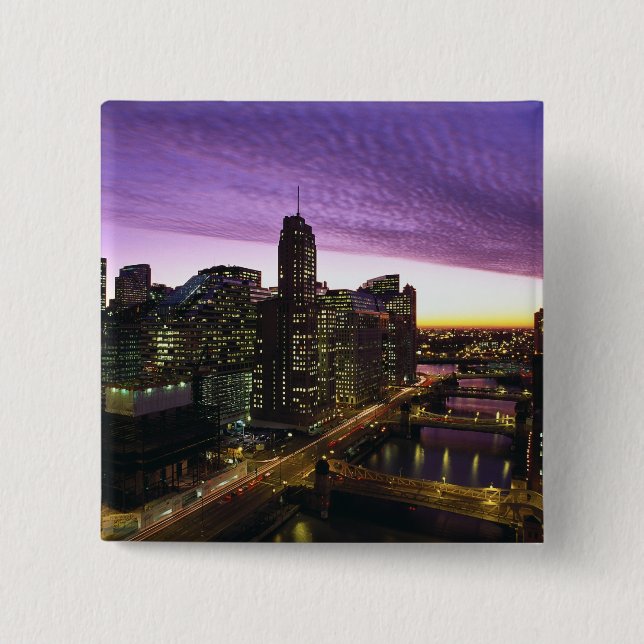 Chapa Cuadrada EE.UU., IL, Chicago. Esquina y río de Chicago (Anverso)