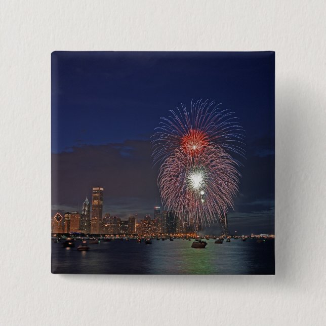 Chapa Cuadrada EE. UU., Illinois, Chicago, fuegos artificiales de (Anverso)