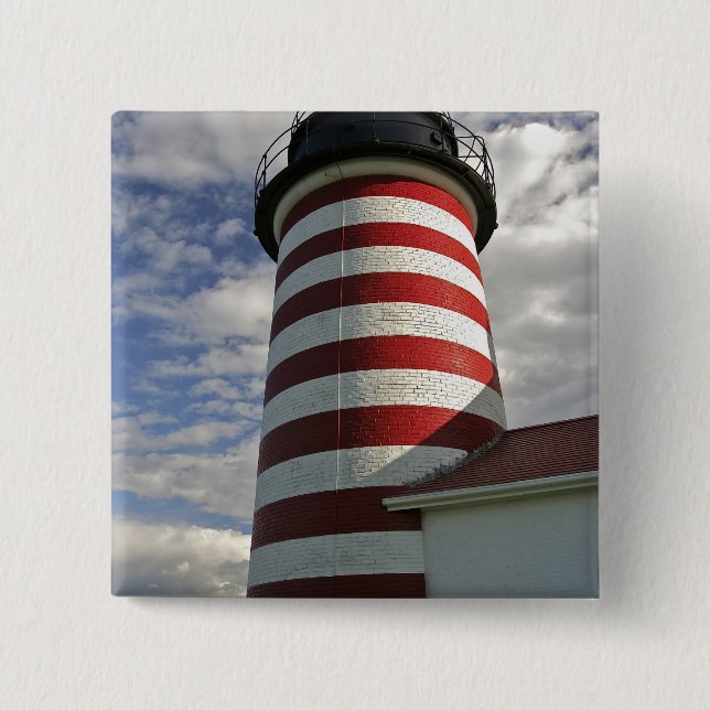 Chapa Cuadrada EE.UU., Maine, Lubec. Faro West Quoddy Head LI (Anverso)