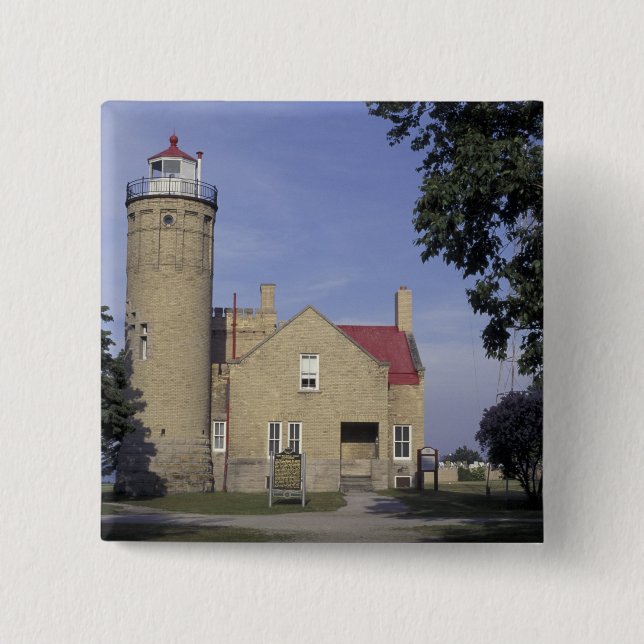 Chapa Cuadrada EE. UU., Michigan Faro de Old Mackinac Point (Anverso)