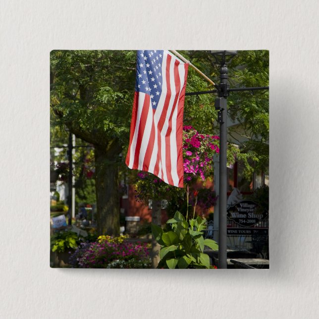 Chapa Cuadrada EE. UU., Nueva York, Lewiston. Bandera estadounide (Anverso)