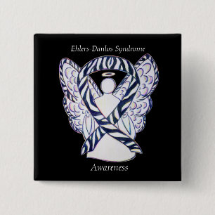 Chapa Cuadrada Ehlers-Danlos Síndrome Awareness Ribbon Zebra Pin