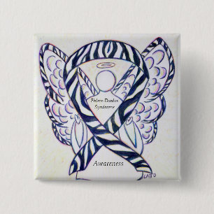 Chapa Cuadrada Ehlers-Danlos Síndrome Awareness Ribbon Zebra Pins