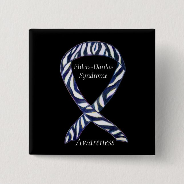 Chapa Cuadrada Ehlers-Danlos Síndrome Awareness Ribbon Zebra Pins (Anverso)
